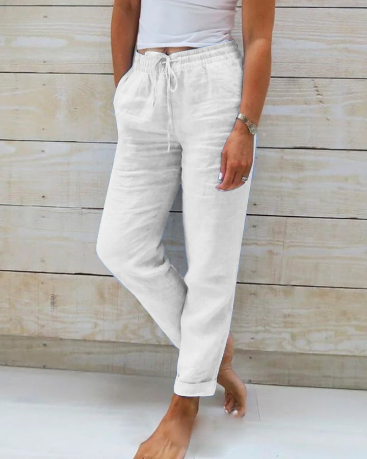 Abigail | Cotton and Linen Trouser with Elastic Waistband