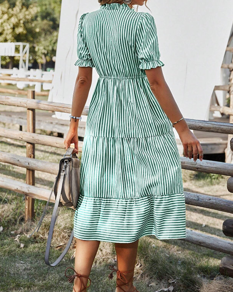 Sienna | V-Neck Dress with Striped Print