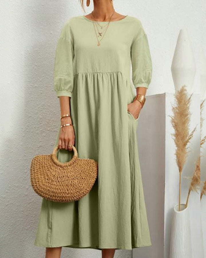 Amaya | Solid Colour Cotton and Linen Dress