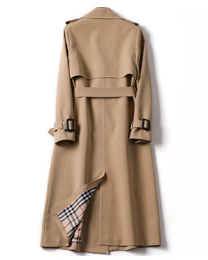 Jane | Long Trench Coat with Checked Lining