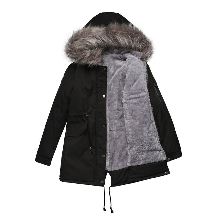 Polina | Parka Hood Velvet Lined Warm Mid-Length Cotton Jacket