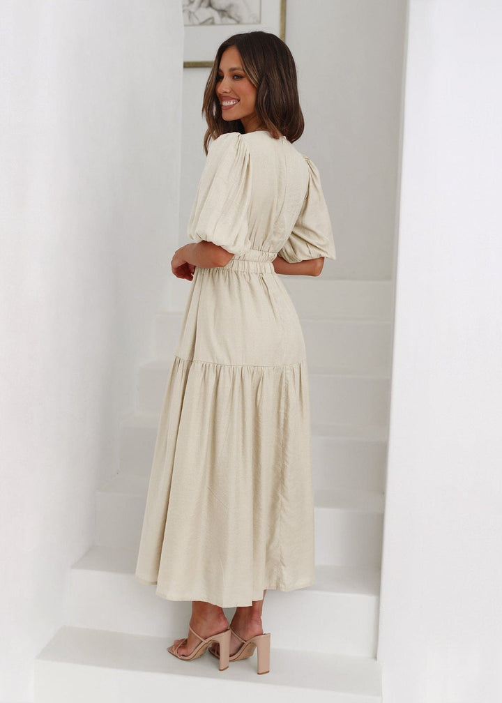 Ella | V-Neck Dress with Puff Sleeves