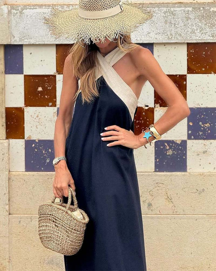 Linde | Elegant Cross Neck Dress