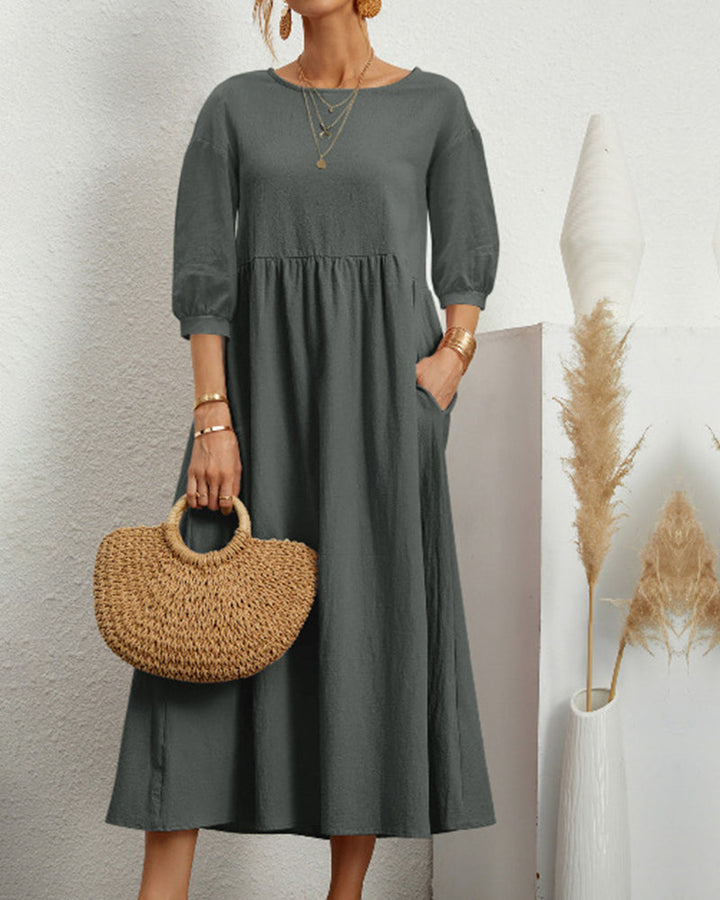 Amaya | Solid Colour Cotton and Linen Dress