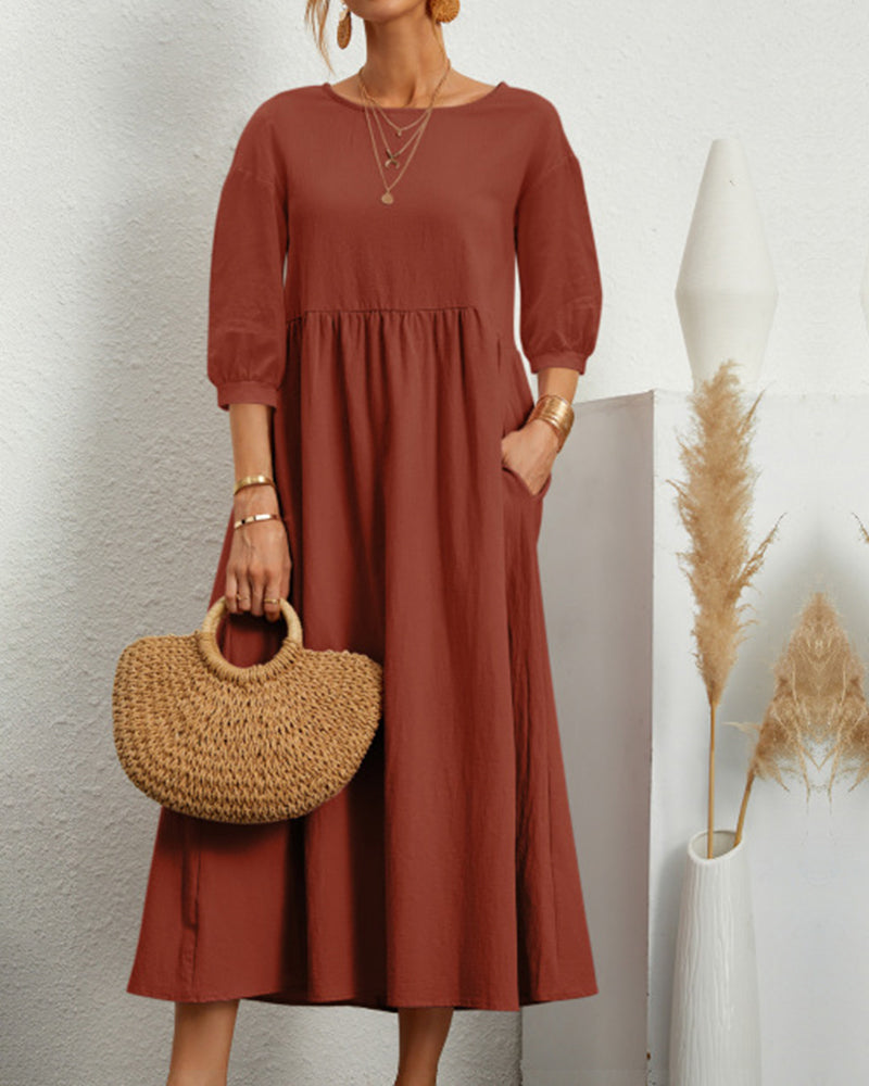 Amaya | Solid Colour Cotton and Linen Dress