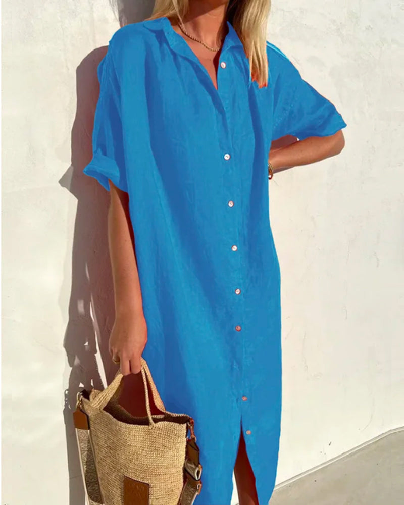 Luciana | Solid Colour Shirt Dress