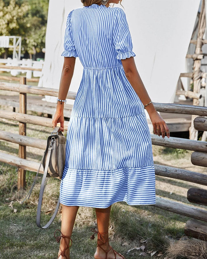 Sienna | V-Neck Dress with Striped Print