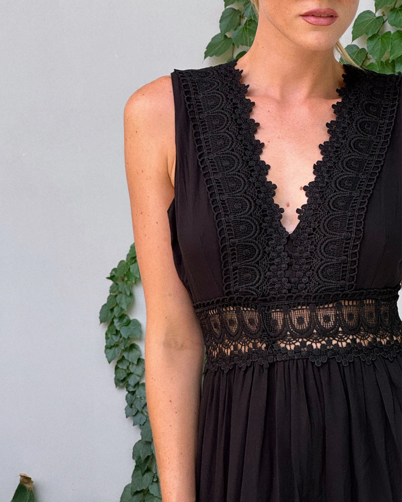 Loida | Tier Laced Hollow Out Maxi Dress