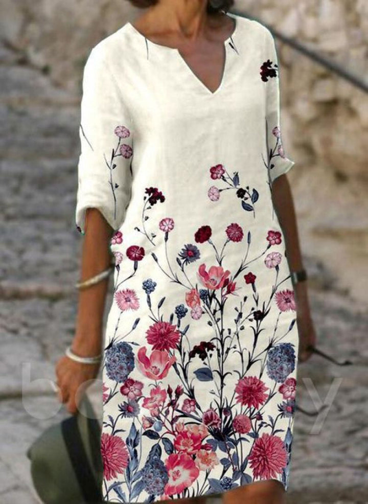 Naomi |  V-Neck Dress with Floral Print