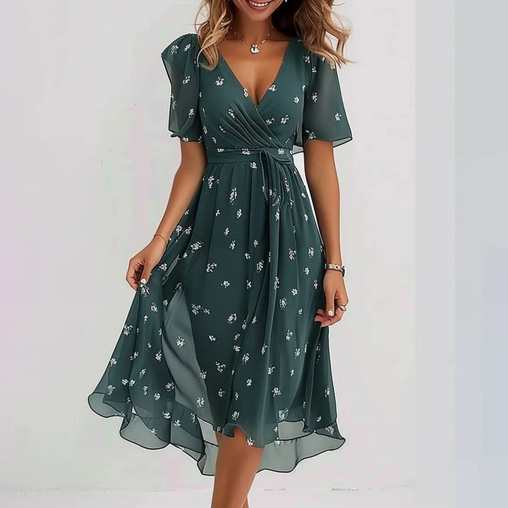 Tess | Elegant Short Sleeve Chiffon Dress