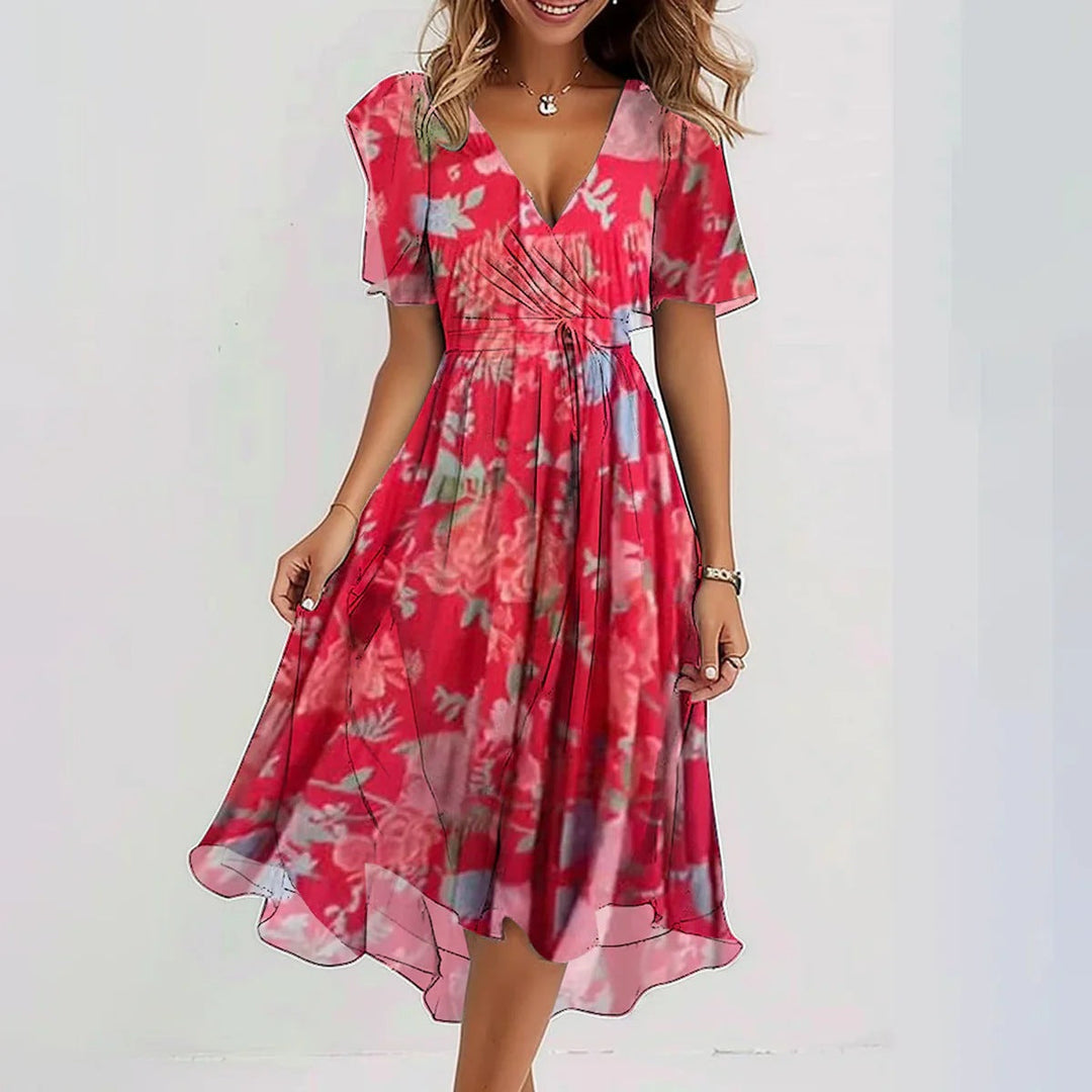 Tess | Elegant Short Sleeve Chiffon Dress