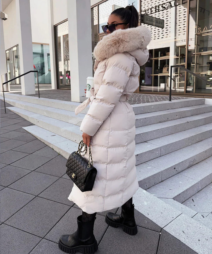 Alyana | Stylish Synthetic Down Winter Jacket with Faux Fur Hood