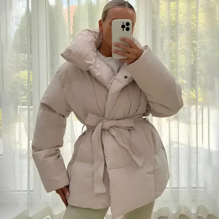 Lyfira | Zipper Puffer Jacket With Belt