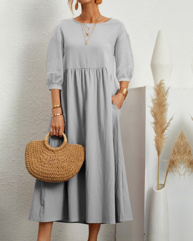 Amaya | Solid Colour Cotton and Linen Dress