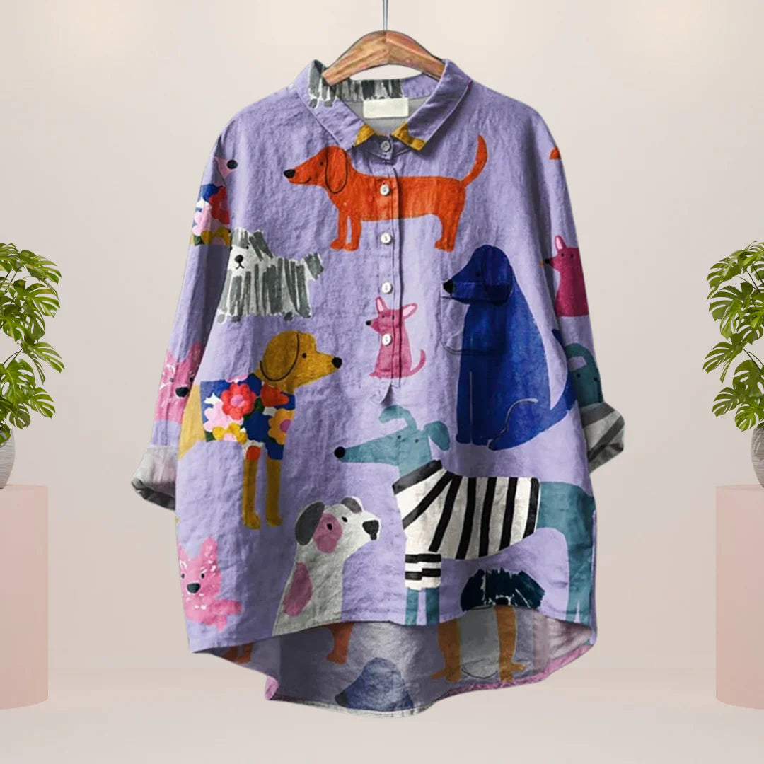 Frida | Artistic Print Trendy Blouse