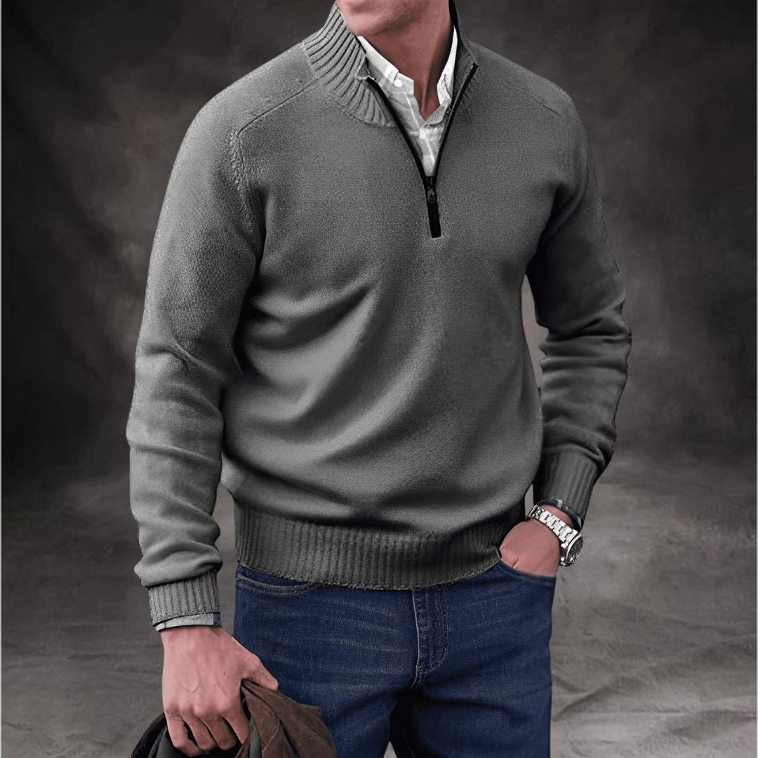 Benoit | Elegant Cashmere Zip Sweater