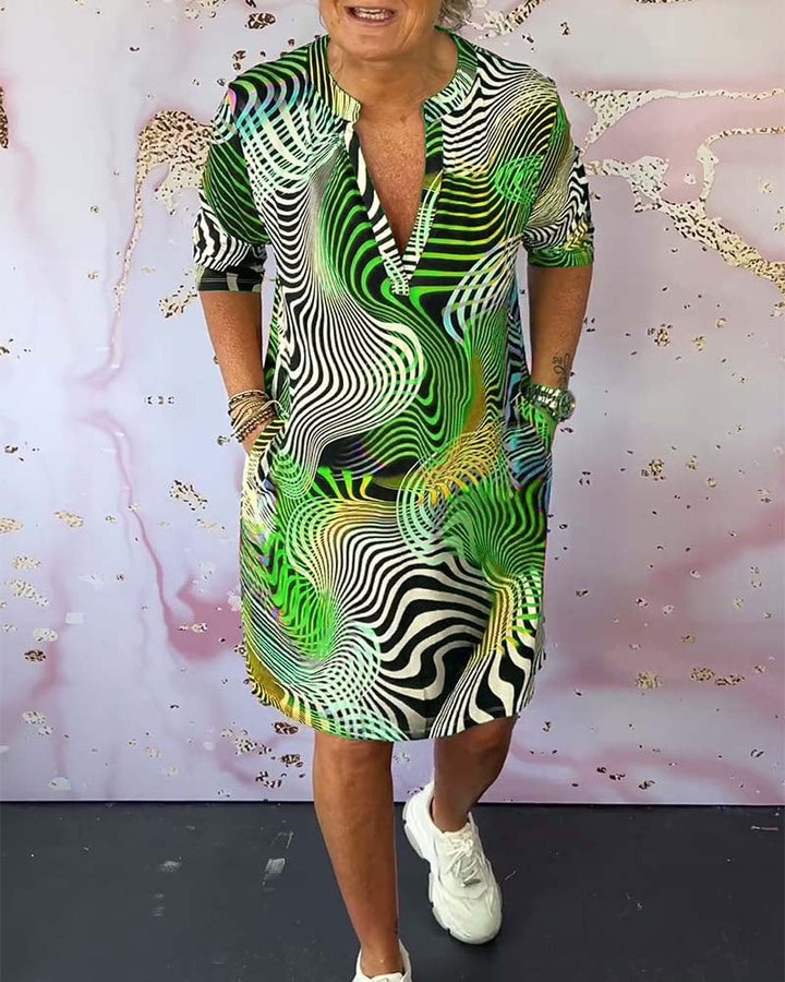 Lia | Colourful V-Neck Dress