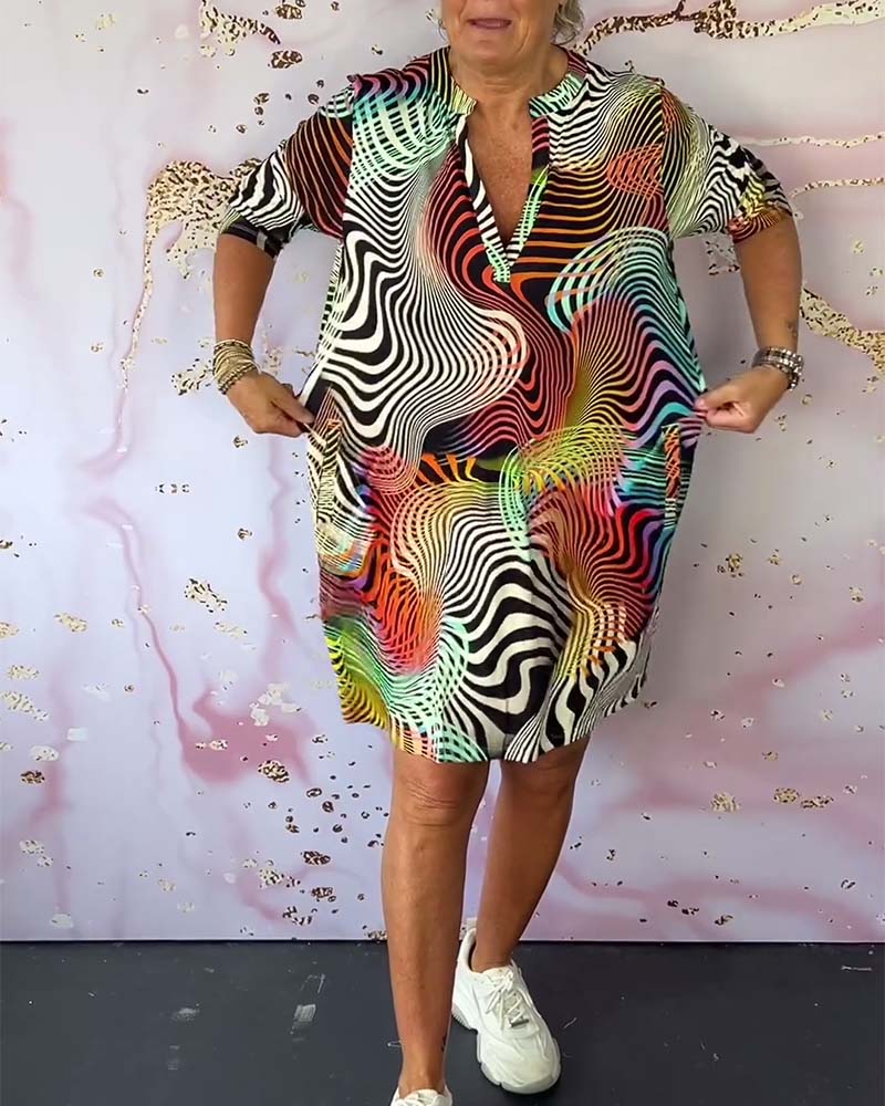 Lia | Colourful V-Neck Dress