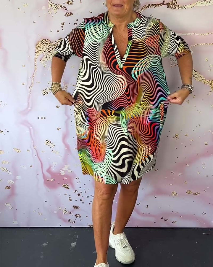 Lia | Colourful V-Neck Dress