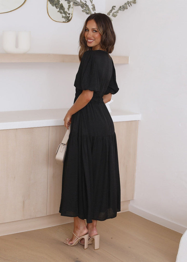 Ella | V-Neck Dress with Puff Sleeves