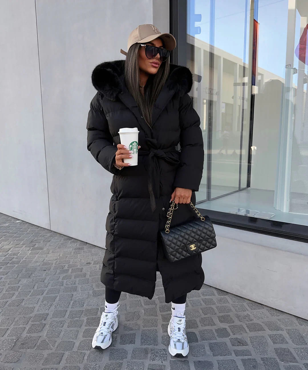 Alyana | Stylish Synthetic Down Winter Jacket with Faux Fur Hood