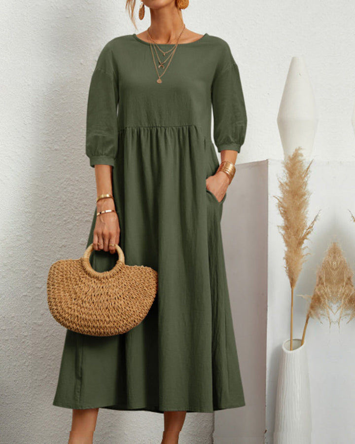 Amaya | Solid Colour Cotton and Linen Dress