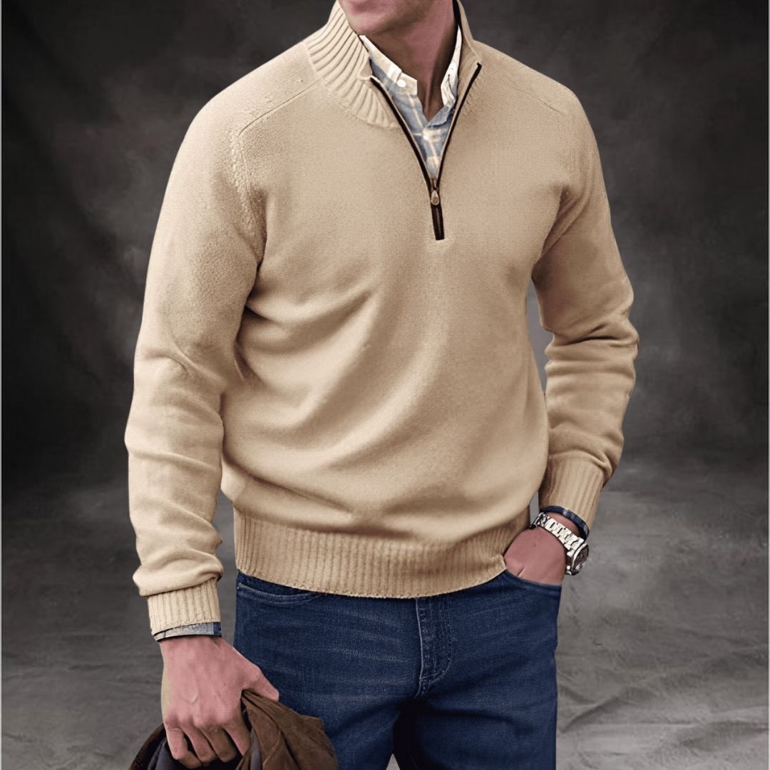 Benoit | Elegant Cashmere Zip Sweater