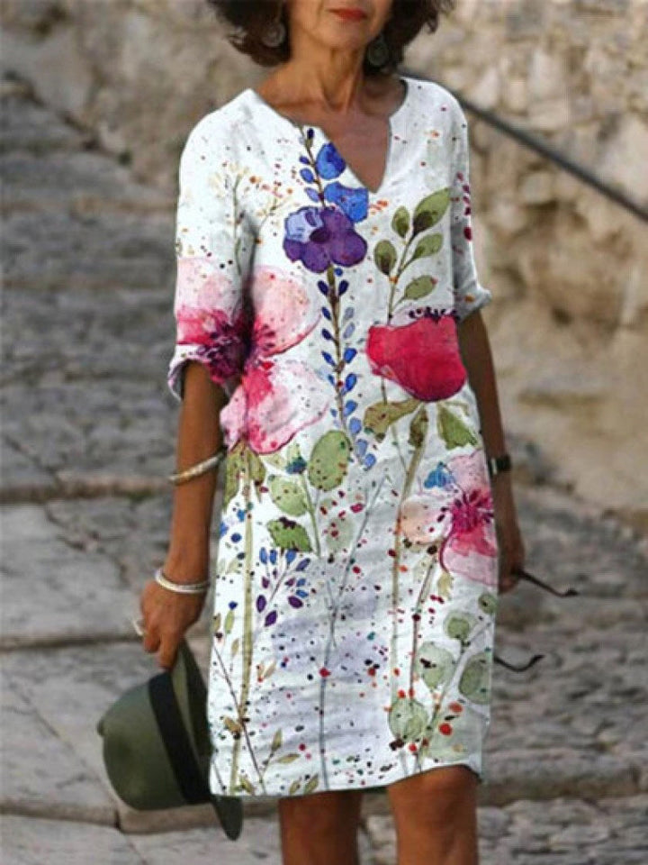 Naomi |  V-Neck Dress with Floral Print