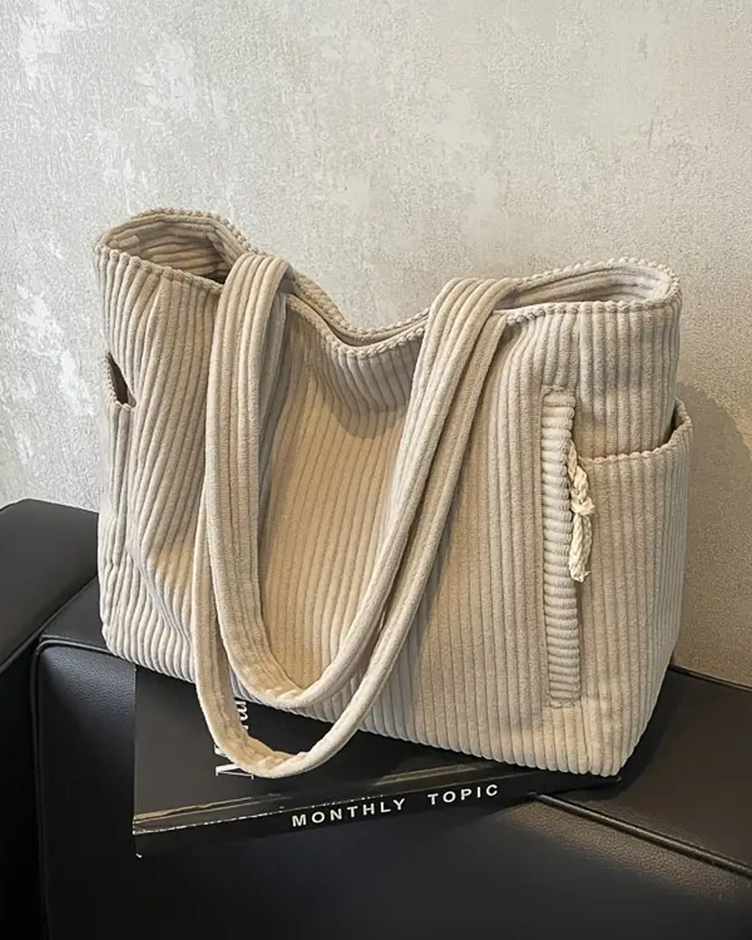 Matilda | Trendy Ribbed Tote Bag