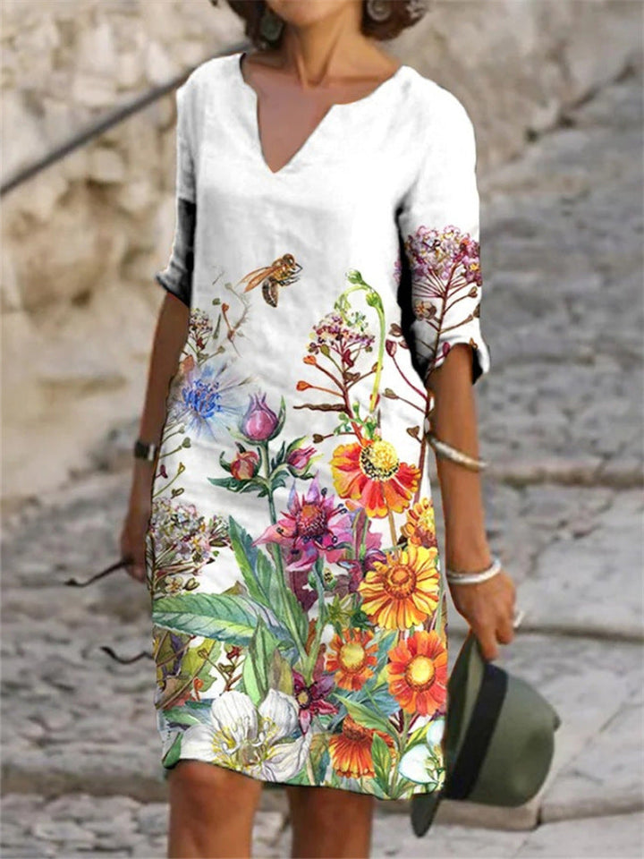 Naomi |  V-Neck Dress with Floral Print