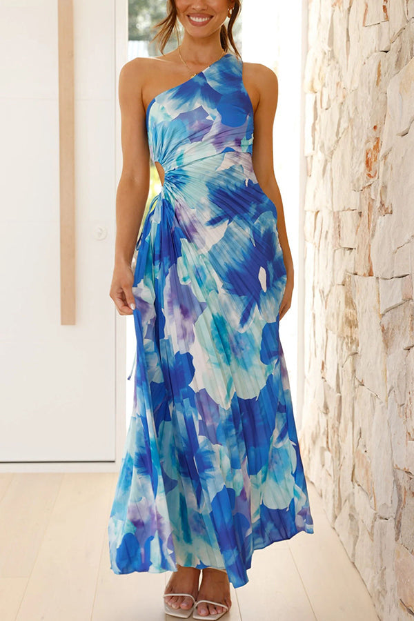 Deya | Floral Print One Shoulder Maxi Dress