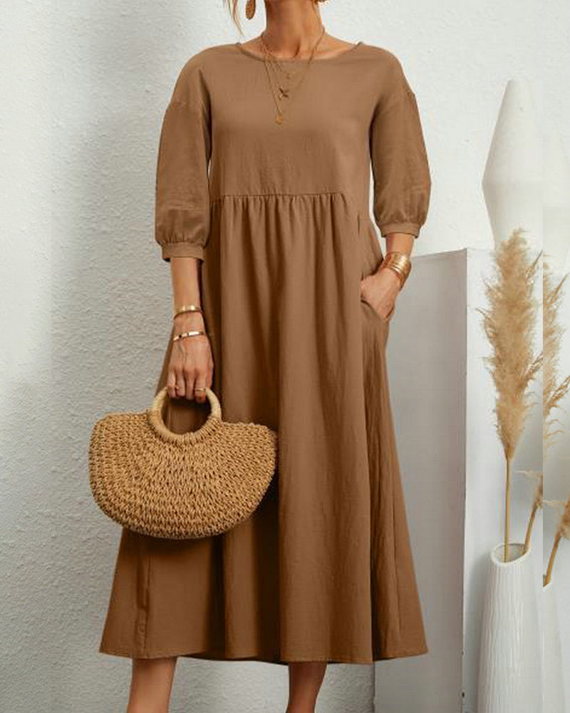 Amaya | Solid Colour Cotton and Linen Dress