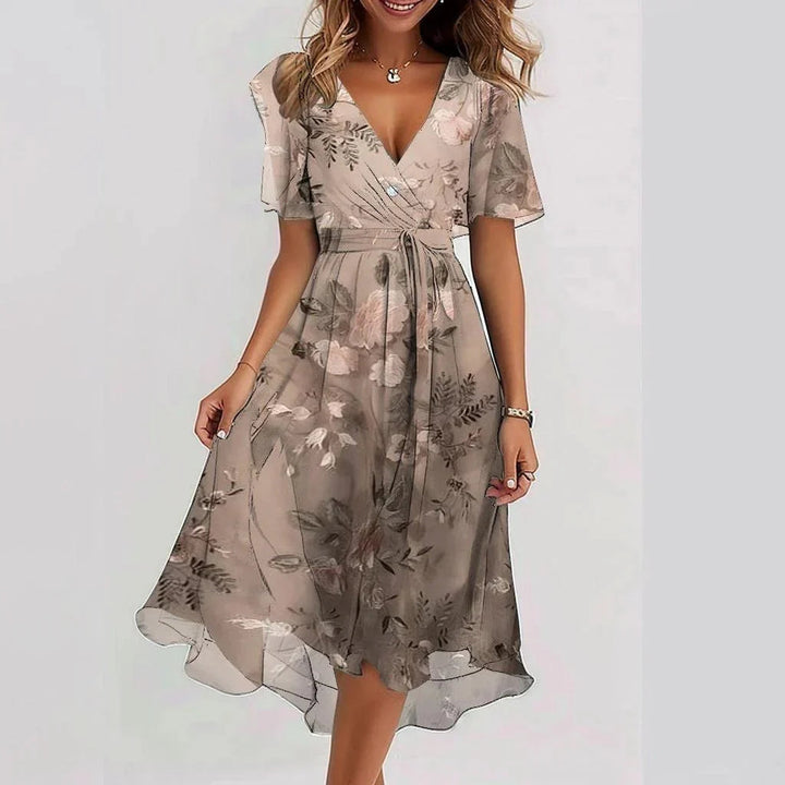 Tess | Elegant Short Sleeve Chiffon Dress