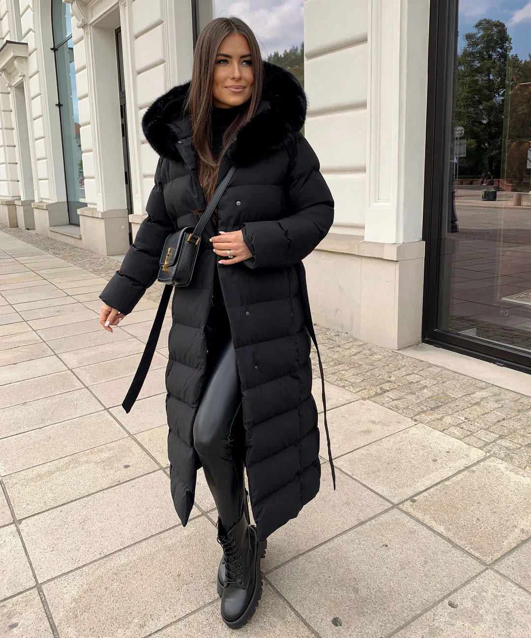 Alyana | Stylish Synthetic Down Winter Jacket with Faux Fur Hood