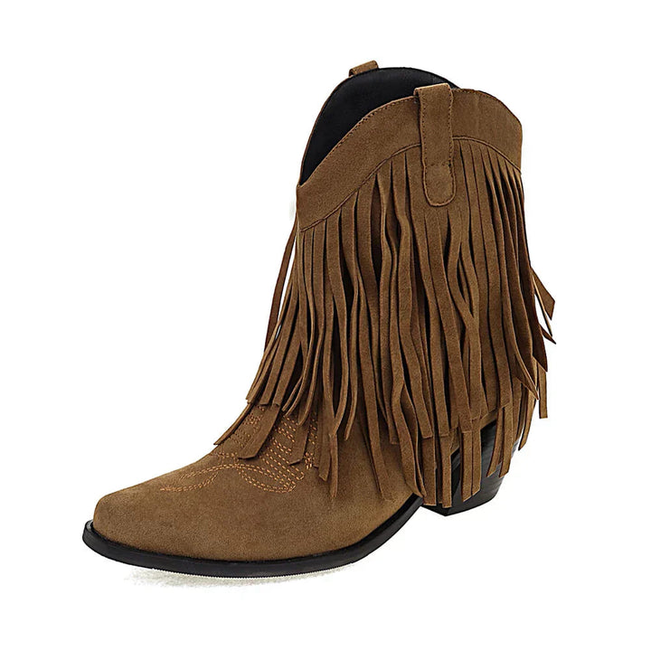 Jenny | Fringed Tassel Cowboy Ankle Boots