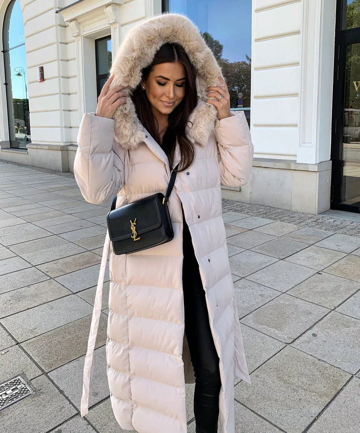 Alyana | Stylish Synthetic Down Winter Jacket with Faux Fur Hood