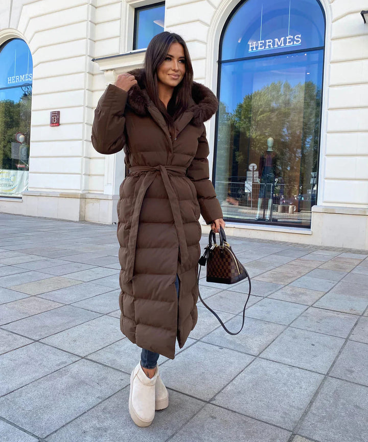 Alyana | Stylish Synthetic Down Winter Jacket with Faux Fur Hood