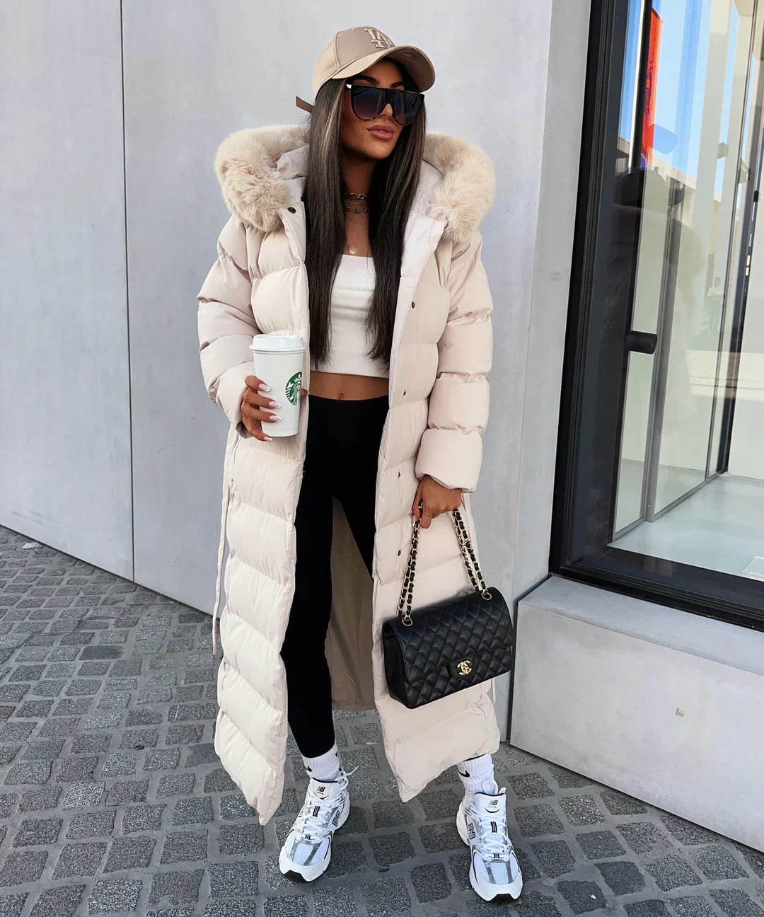 Alyana | Stylish Synthetic Down Winter Jacket with Faux Fur Hood