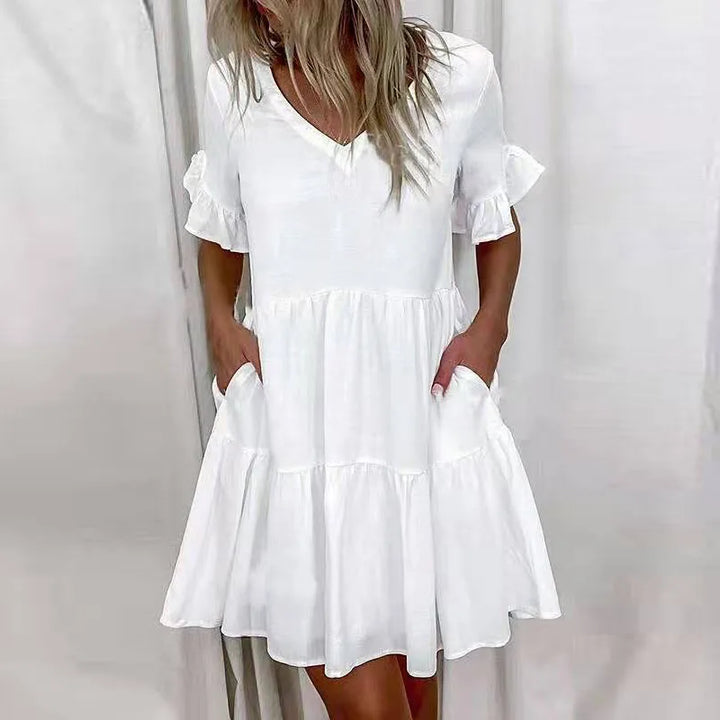 Sarina | Casual Ruffled V-Neck Loose Fit Dress