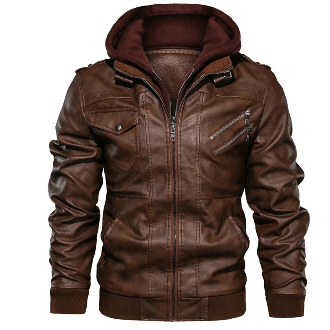 Jacob | Leather Jacket with Hood