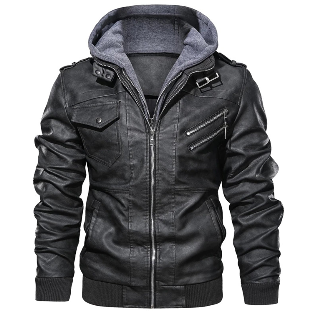 Jacob | Leather Jacket with Hood