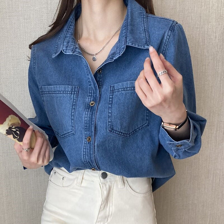 Hosanna | Retro Style Loose Fit Denim Shirt