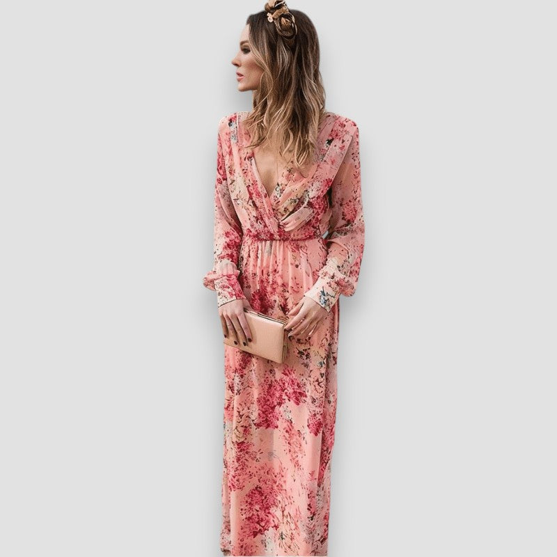 Pia | Printed V-Neck Dress