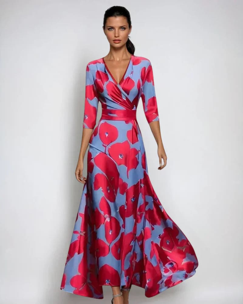 Elle | Elegant Floral Wrap Dress