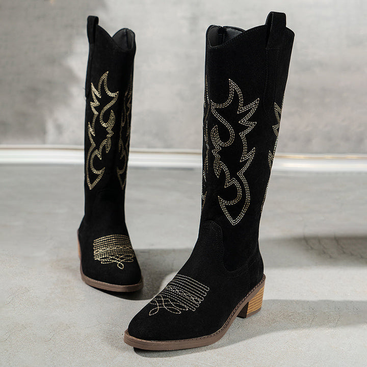 Claire | Retro Embroidered Western Boots