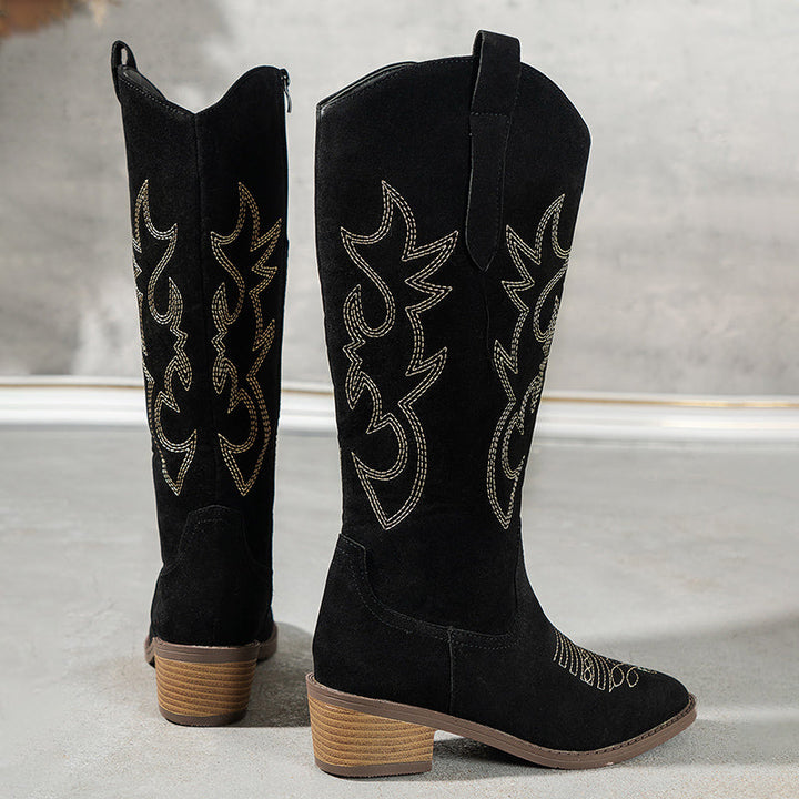 Claire | Retro Embroidered Western Boots