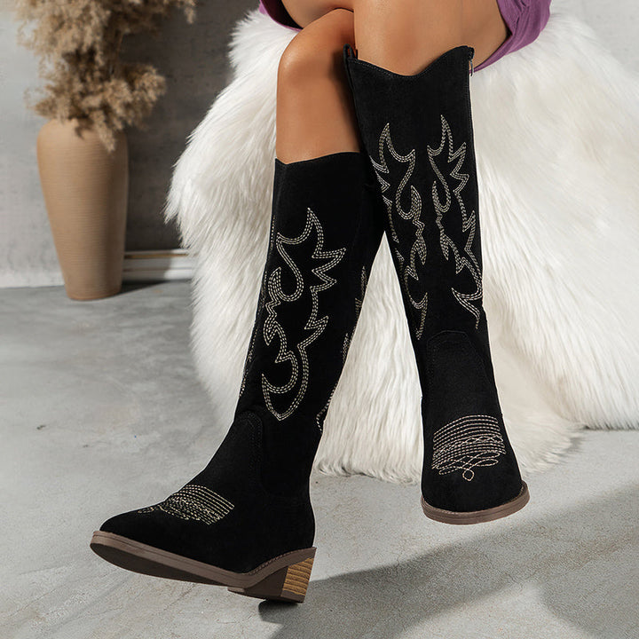 Claire | Retro Embroidered Western Boots