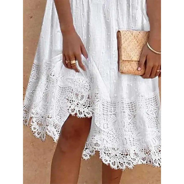 Liv | Elegant White Half-Sleeve Lace Dress