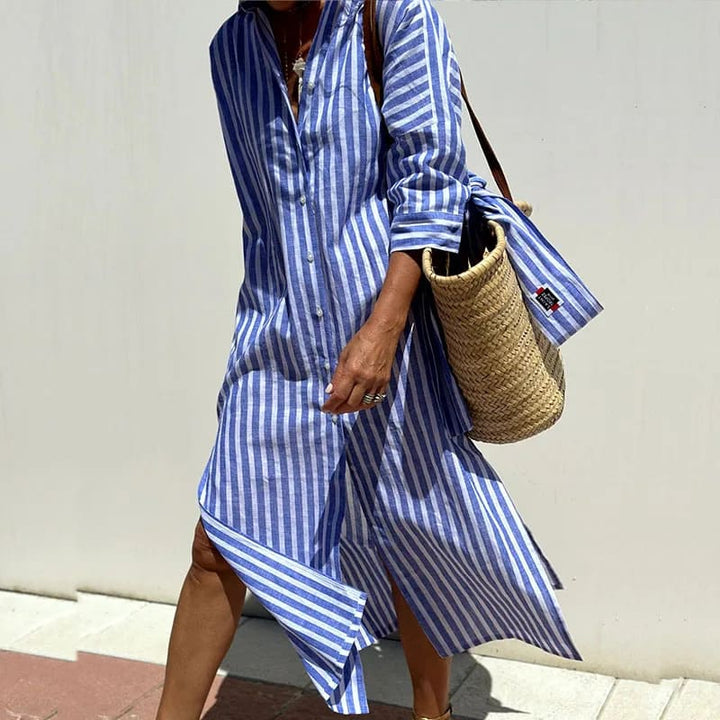 Feline | Elegant Striped Shirt Dress