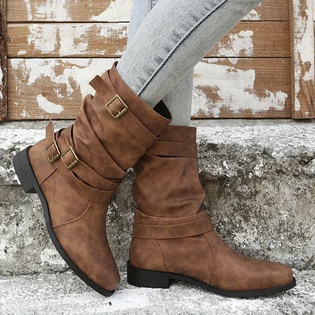 Ashley | Short Cowboy Boots with Buckle Detail